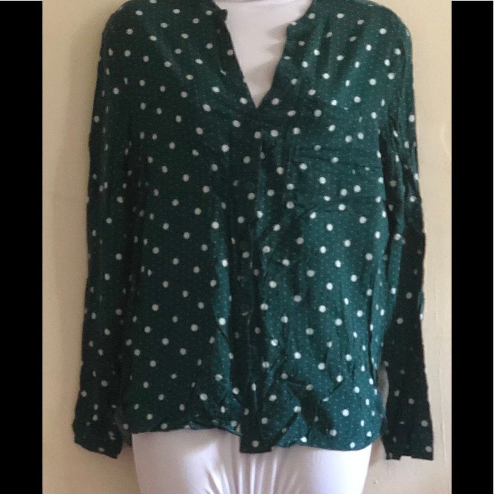 Primark Green and White Button down Top Size 8